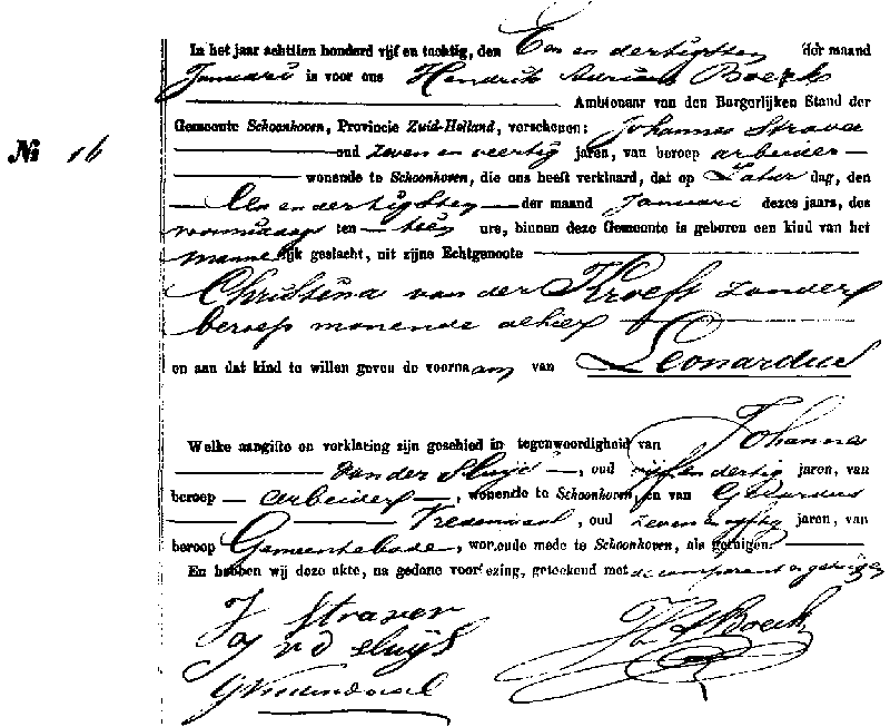 18850131 geb akte 16 Leonardus zv J Straver - C vd Kroef